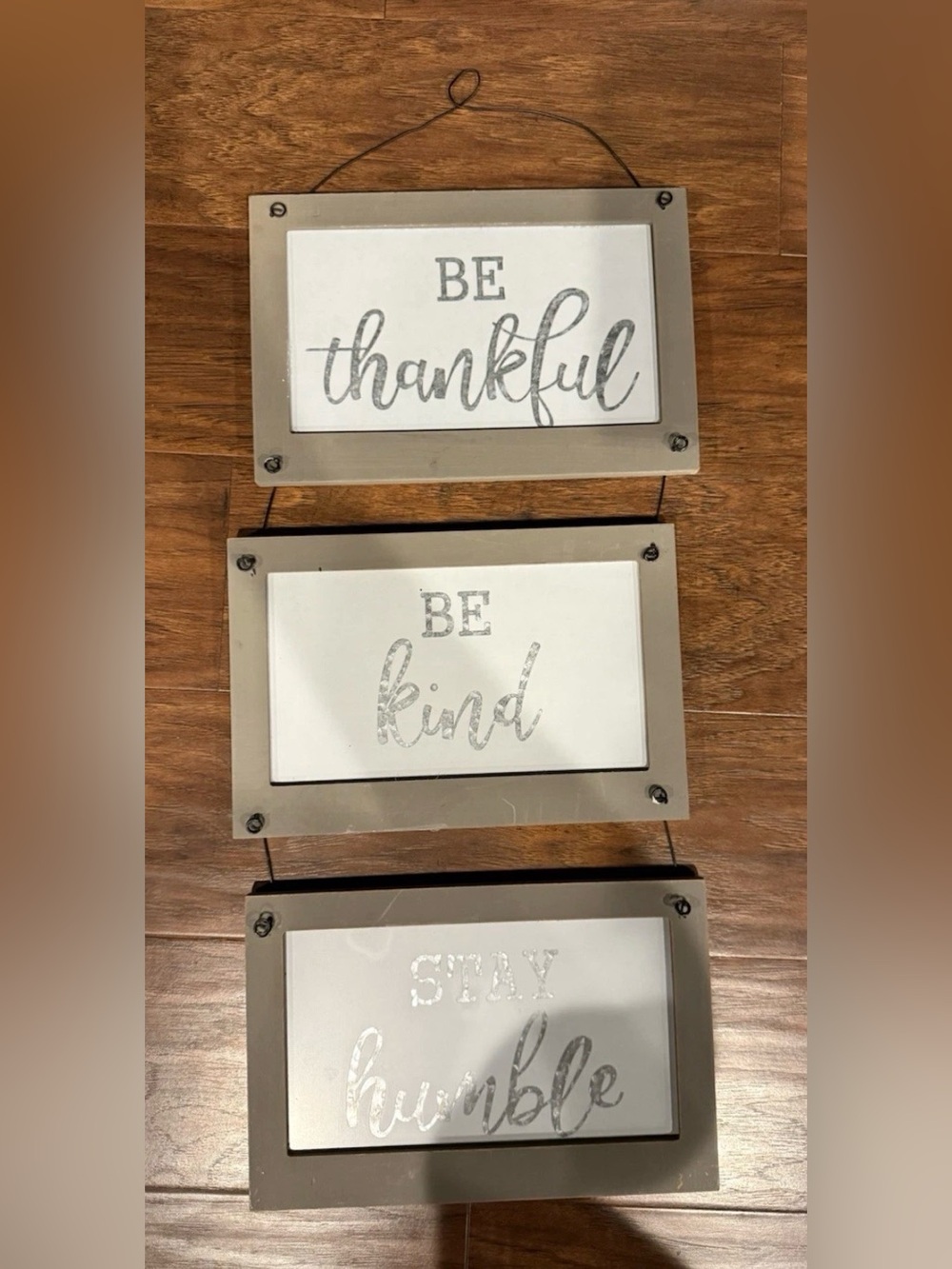 Inspirational Triple Hanging Wall Sign - Taupe Frames with White Panels